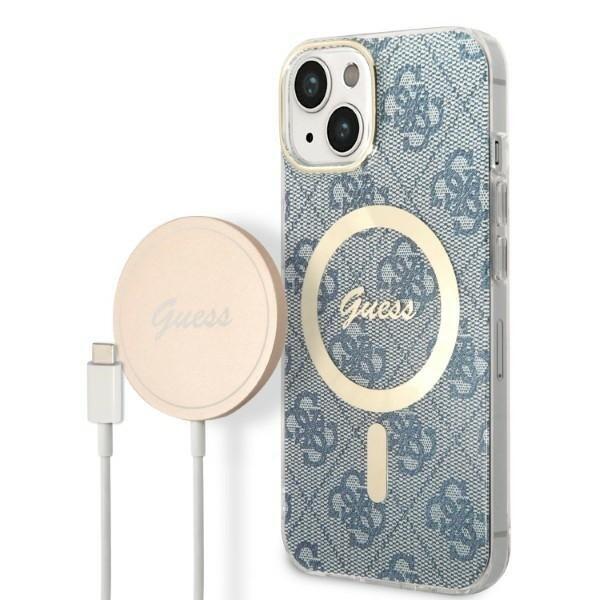 Guess Set GUBPP14MH4EACSB Защитный чехол и зарядное устройство для iPhone 14 Plus / 15 Plus 6.7" / синий (GUBPP14MH4EACSB)