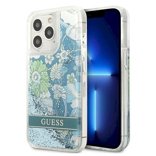 Guess GUHCP13LLFLSN Flower Liquid Glitter Защитный чехол для iPhone 13 Pro / 13 6,1" / зелёный (GUHCP13LLFLSN)