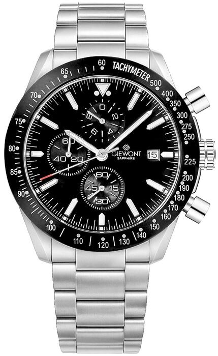 Giewont Vīriešu rokas pulkstenis Chronograph Sapphire / sudraba/melns (GW8720-B2)
