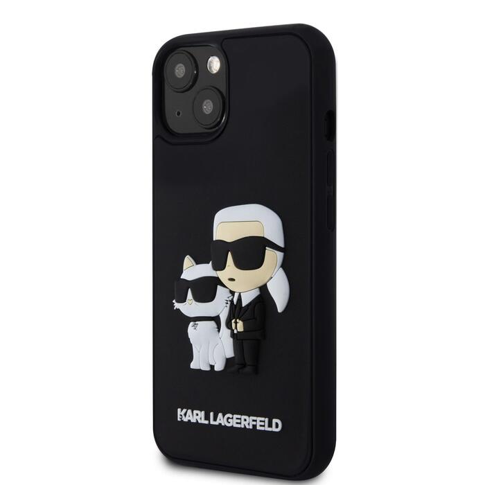 Karl Lagerfeld 3D Rubber Karl and Choupette Case Защитный чехол для iPhone 13 / чёрный (KLHCP13M3DRKCNK)