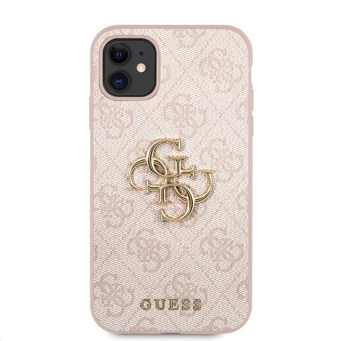 Guess PU 4G Metal Logo Case Защитный чехол для iPhone 11 розовый (GUHCN614GMGPI)