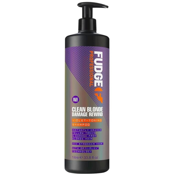 Fudge Professional Clean Blonde Damage Rewind Violet-Toning Shampoo Шампунь с фиолетовым тонированием 1000 ml (5060420335637)