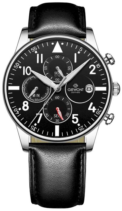 Giewont Vīriešu pulkstenis Chronograph Sapphire GW5630-A2 / melns/sudraba (GW5630-A2)