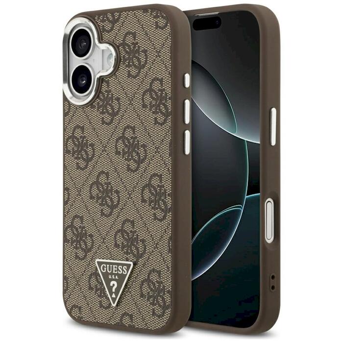 Case Guess 4G Triangle Logo MagSafe Защитный чехол для iPhone 17 / коричневый (GUHMP17SP4TSRCMW)