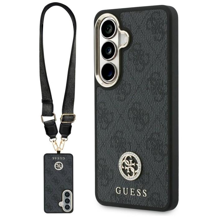 Guess 4G Big Rhinestone Triangle Strap MagSafe Защитный чехол для Samsung Galaxy S26 / чёрный (GUHMS26SP4G4DCSK)