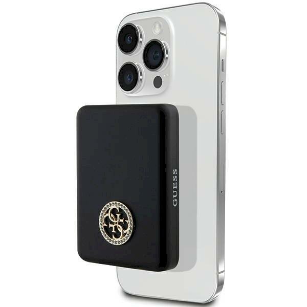 Guess Induction Powerbank 15W GUPBM5AL4DMK 5000mAh Беспроводная зарядная батарея / чёрный MagSafe 4G Strassed Metal Logo (GUPBM5AL4DMK)
