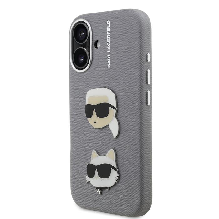 Karl Lagerfeld Grained PU K&CH Heads Case Чехол для Apple iPhone 16 (KLHCP16SPSFDHPG)
