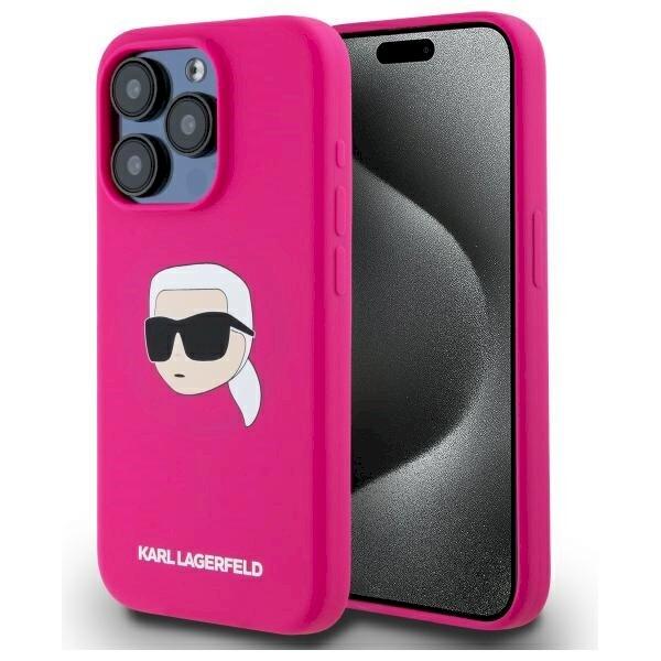 Karl Lagerfeld KLHMP15XSKHPPLF Silicone Karl Head Print MagS Aizsargapvalks priekš iPhone 15 Pro Max 6.7