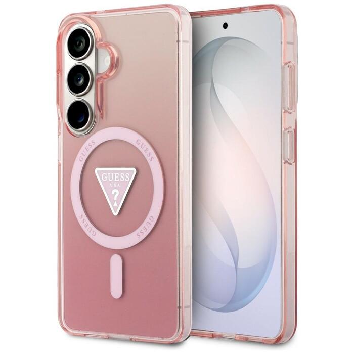 Case Guess IML Gradient Triangle MagSafe Защитный чехол для Samsung Galaxy S26 / розовый (GUHMS26SHGTMLCGP)