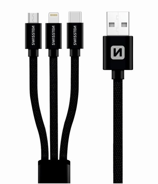 Swissten Textile Universal 3in1 USB-C /