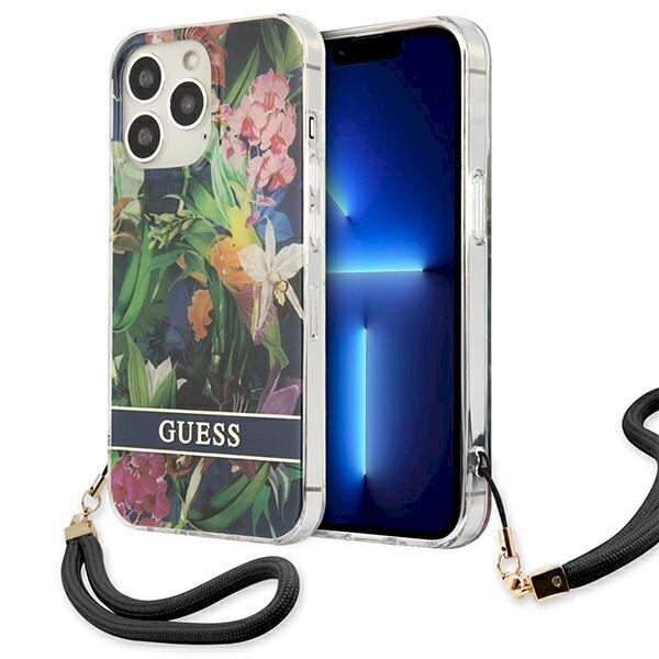 Guess GUHCP13LHFLSB Hardcase Flower Strap Защитный чехол для iPhone 13 Pro / 13 6,1" / синий (GUHCP13LHFLSB)