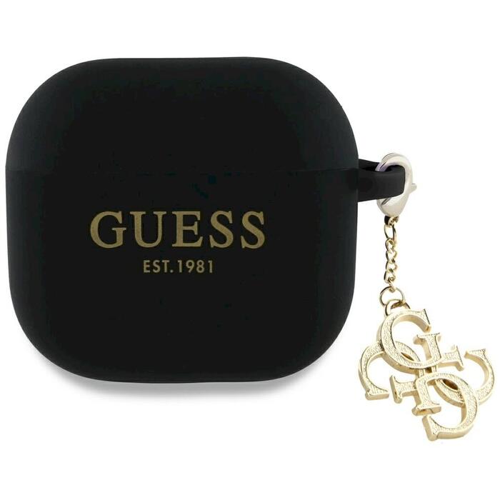 Guess GUA4LECG4K AirPods 4 cover Защитный чехол для AirPods 4 Silicone 4G Charm / чёрный (GUA4LECG4K)