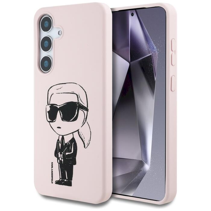 Case Karl Lagerfeld Silicone Graffiti Ikonik Printed Logo MagSafe Защитный чехол для Samsung Galaxy S25 / розовый (KLHMS25SPNYKGRTP)
