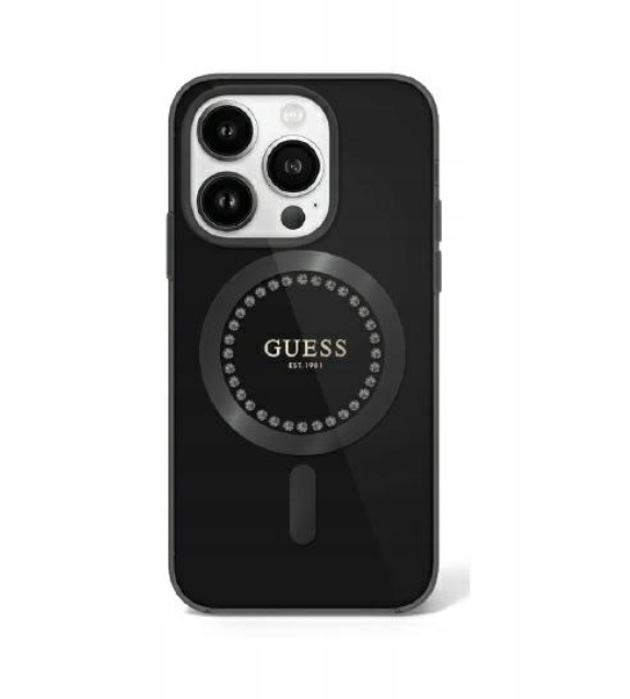 Guess IML Rhinestones MagSafe Case Защитный Чехол для Apple iPhone 16 Pro (GUHMP16LPFTDTEK)