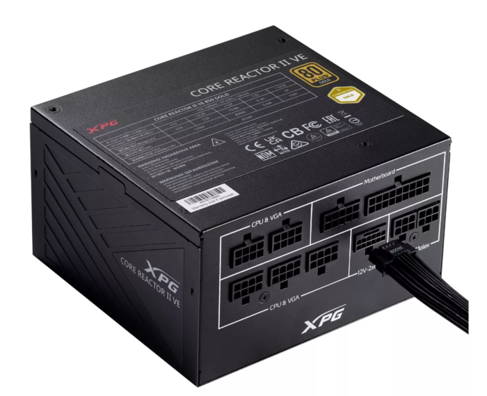 Adata XPG CORE REACTOR II VE Barošanas bloks 850W / 80 PLUS Gold (COREREACTORIIVE850G-BKCEU)