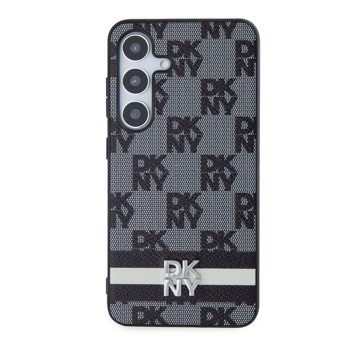 DKNY PU Leather Checkered Pattern and Stripe Case Защитный чехол для Samsung Galaxy S24 / чёрный (DKHCS24SPCPTSSK)