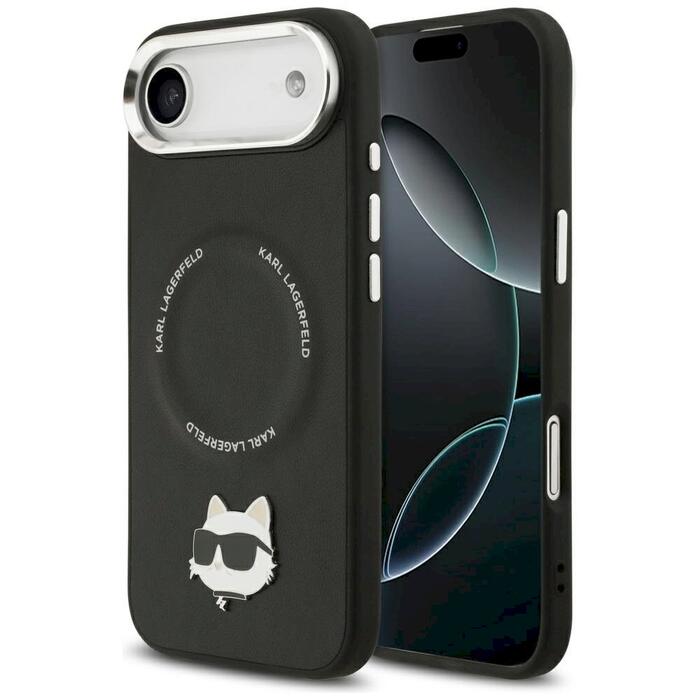 Karl Lagerfeld Choupette Pin MagSafe Case Aizsargapvalks priekš iPhone Air / melns (KLHMP17MPSMLRCHK)