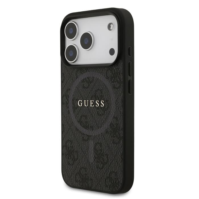 Guess PU Leather 4G Colored Ring MagSafe Case Защитный чехол для iPhone 17 Pro / чёрный (GUHMP17LG4GFRK)