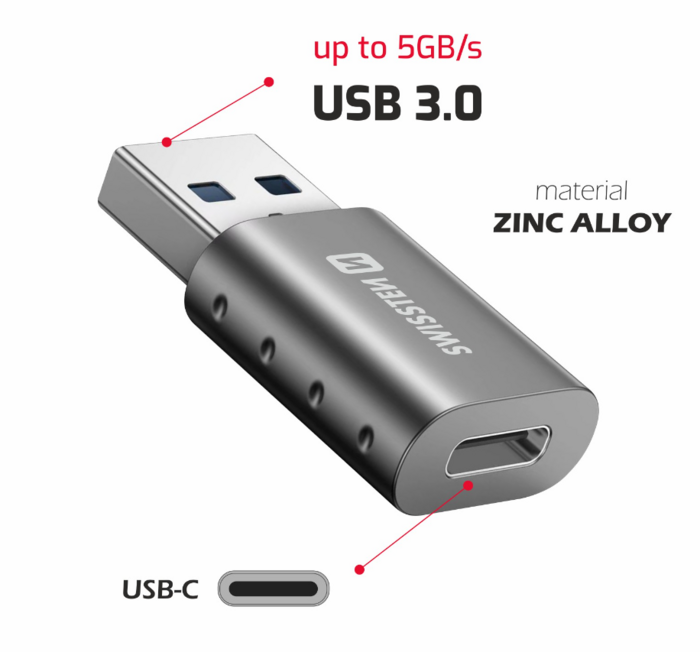 Swissten Adapteris USB-A / USB-C (55500200)