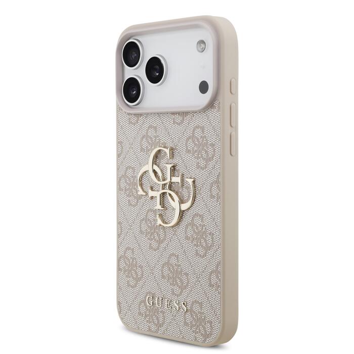 Guess PU 4G Metal Logo Strap Case Защитный чехол для iPhone 17 Pro Max / розовый (GUHCP17XP4GMGSP)