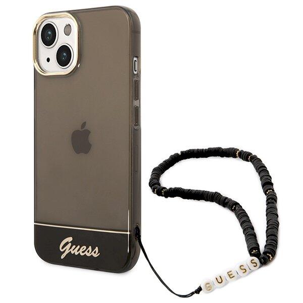 Guess GUHCP14SHGCOHK Hardcase Translucent Pearl Strap Защитный чехол для iPhone 14 / 15 / 13 6.1" / чёрный (GUHCP14SHGCOHK)