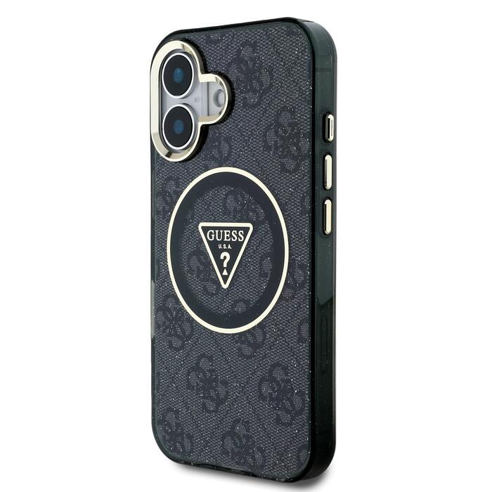 Guess IML 4G Glitter and Triangle Logo MagSafe Защитный чехол для Apple iPhone 16 (GUHMP16SHG4PRTGK)