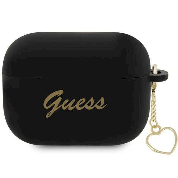 Guess GUAP2LSCHSK Silicone Charm Heart Collection Защитный чехол для AirPods Pro 2 (2022/2023) / чёрный (GUAP2LSCHSK)