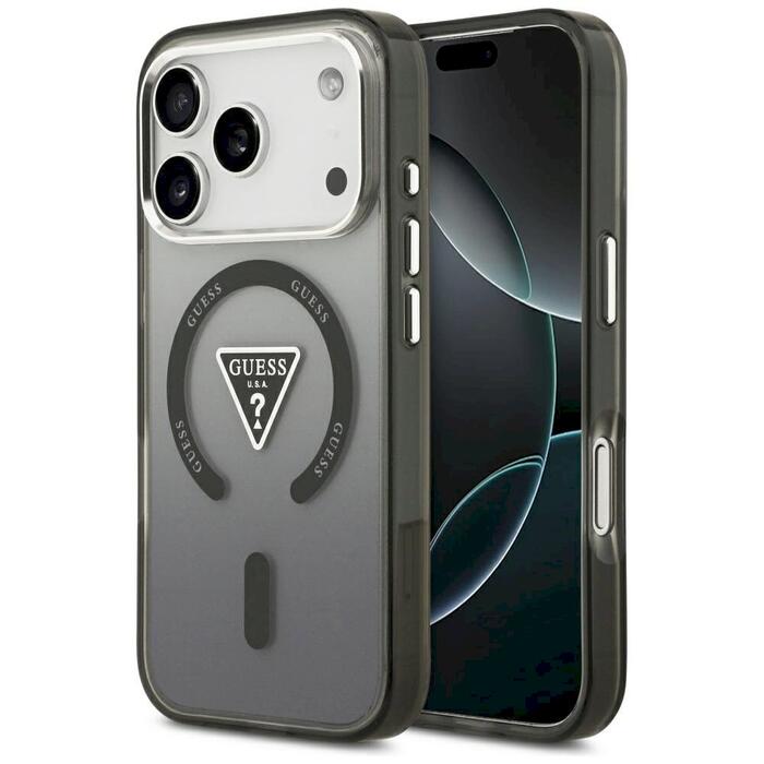 Case Guess IML Gradient Triangle Logo MagSafe Защитный чехол для iPhone 17 Pro / чёрный (GUHMP17LHGTMLCGK)