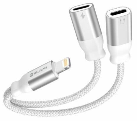 Swissten Textile Lightning Audio Charging Adapteris