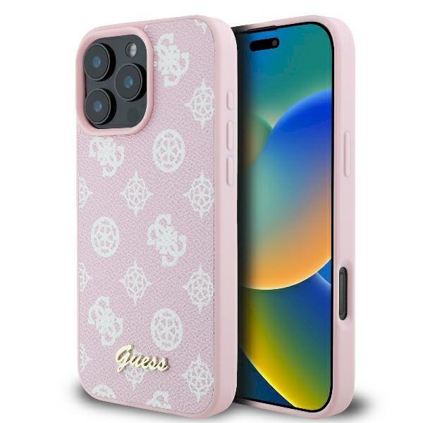 Guess GUHMP16LPGPYSP Peony Script Logo MagSafe Защитный чехол для iPhone 16 Pro 6.3" / розовый (GUHMP16LPGPYSP)
