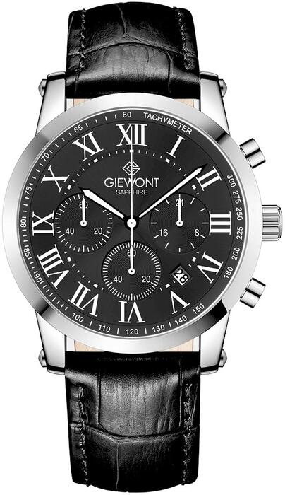 Giewont Chronograph Sapphire Vīriešu pulkstenis GW6260-A2 / sudraba melns (GW6260-A2)