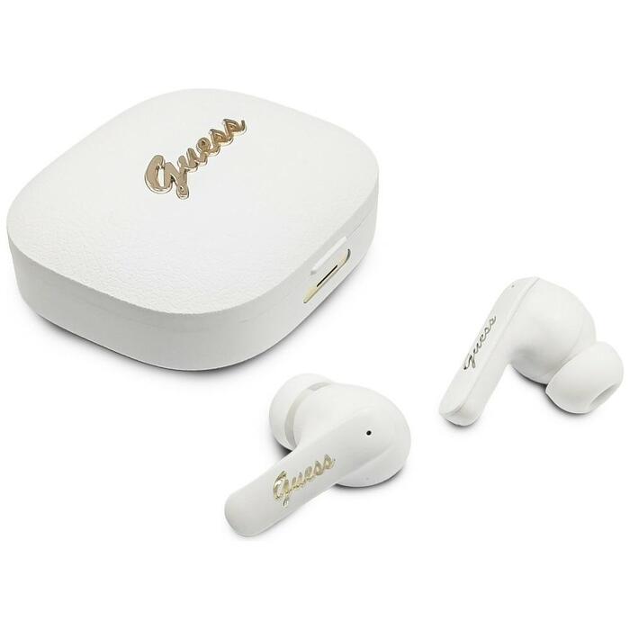 Earphone TWS Guess Script Metal Logo Беспроводные наушники / белый (GUTWSX45PGSH)