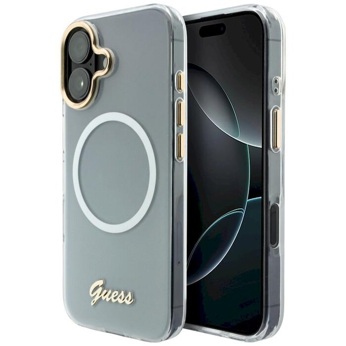 Case Guess IML Gradient Script Metal MagSafe Защитный чехол для iPhone 17 / белый (GUHMP17S5HTGMCSH)