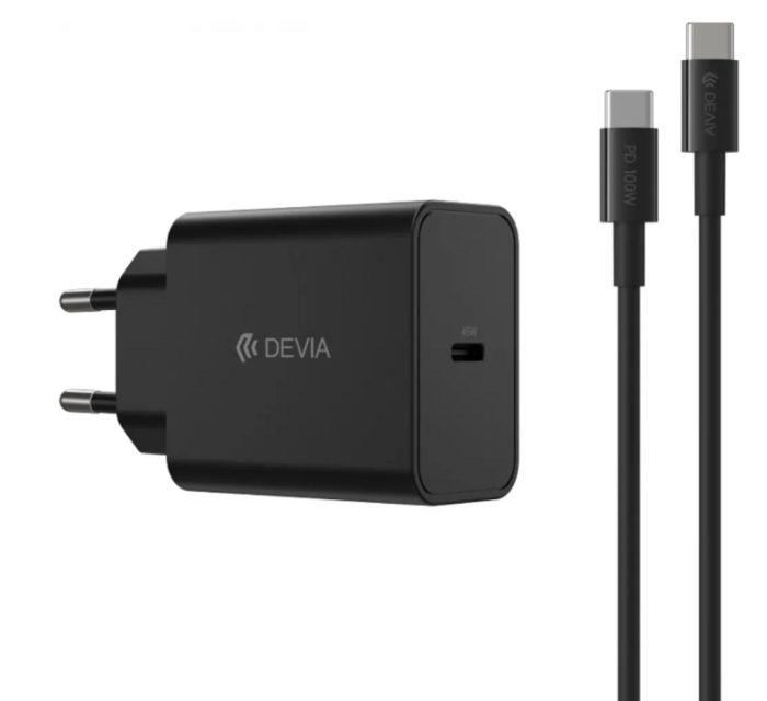 Devia Rocket PD 45W 3арядное устройство + USB-C-USB-C Кабель 1m (GS-W45A0948)