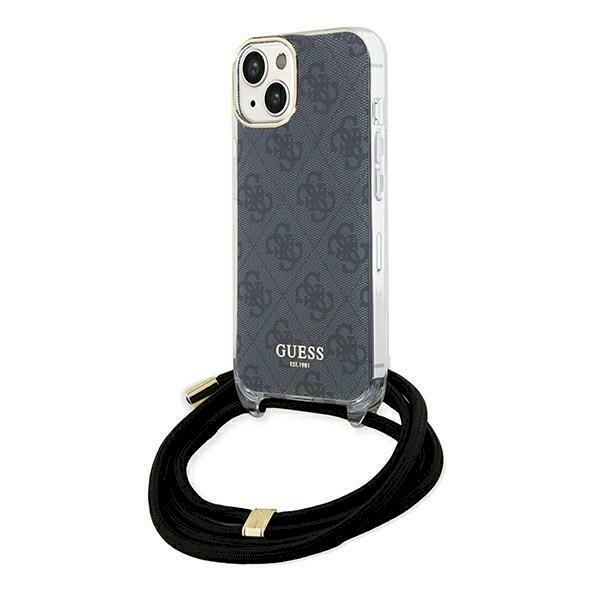 Guess GUHCP15SHC4SEK Crossbody Cord 4G Print Защитный чехол для iPhone 15 / 14 / 13 6.1" / чёрный (GUHCP15SHC4SEK)