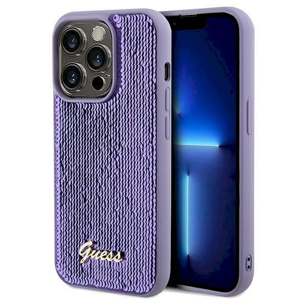 Guess GUHCP13LPSFDGSU Sequin Script Metal Защитный чехол для iPhone 13 Pro/13 6.1" / фиолетовый (GUHCP13LPSFDGSU)
