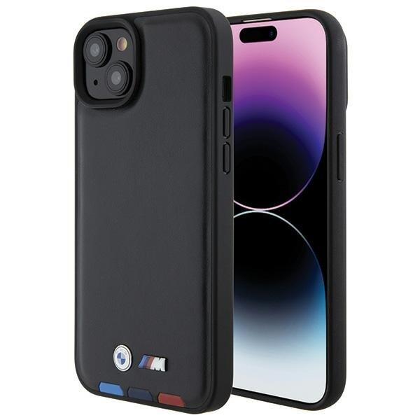 BMW Leather Stamp Tricolor Back Case Защитный Чехол для Apple iPhone 15 Plus (BMHCP15M22PTDK)