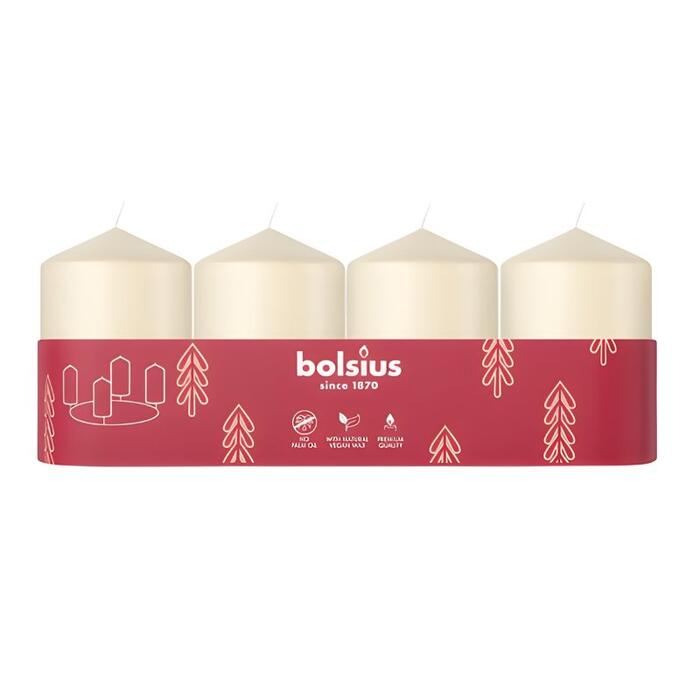 Bolsius Cilindra Sveces 4gab 60x40mm Cream (37566805)