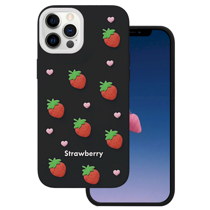 Mocco Strawberry Back Case Чехол для телефона Apple iPhone 12 / 12 Pro (MO-SBC-IP-12-BK)