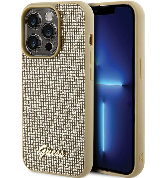 Guess PU Disco Script Metal Case Защитный Чехол для Apple iPhone 15 Pro (GUHCP15LPMSDGSD)