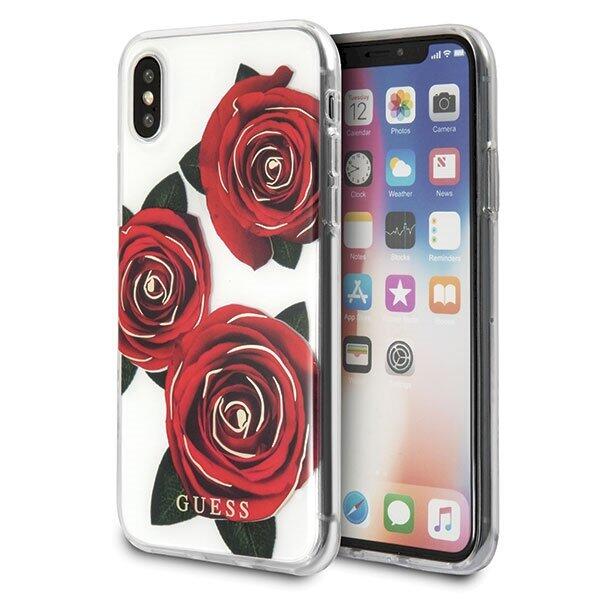 Guess GUHCPXROSTR Hardcase Flower Desire Защитный чехол для iPhone X / red rose (GUHCPXROSTR)