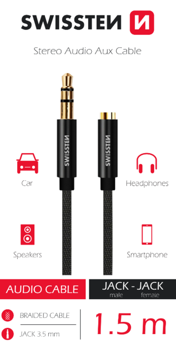 Swissten Textile Audio pagarinātājs 3,5