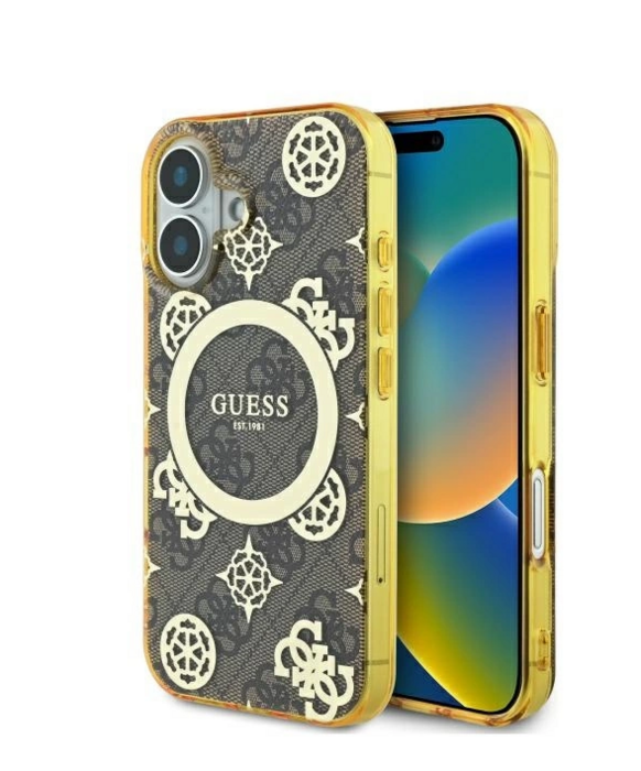 Guess IML Peony On 4G Background MagSafe Защитный Чехол для Apple iPhone 16 (GUHMP16SH4PYEEW)