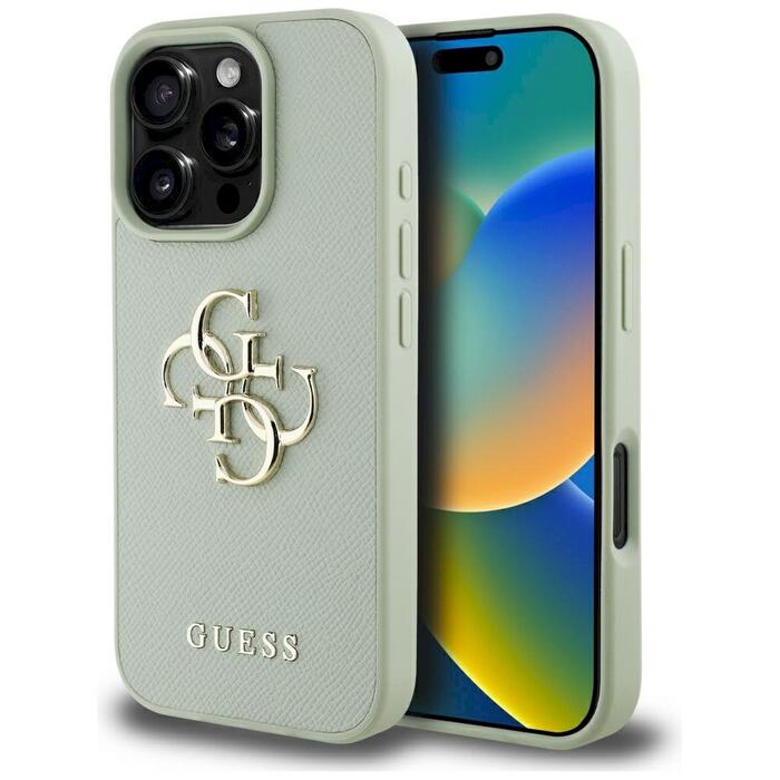 Guess Grained Big 4G Logo Small Classic Logo Защитный чехол для iPhone 16 Pro Max / зелёный (GUHCP16XPGT4MBN)