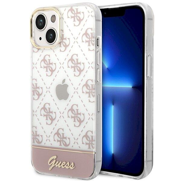 Guess GUHCP14MHG4MHP Hardcase 4G Pattern Script Защитный чехол для iPhone 14 Plus / 15 Plus 6.7" / розовый (GUHCP14MHG4MHP)