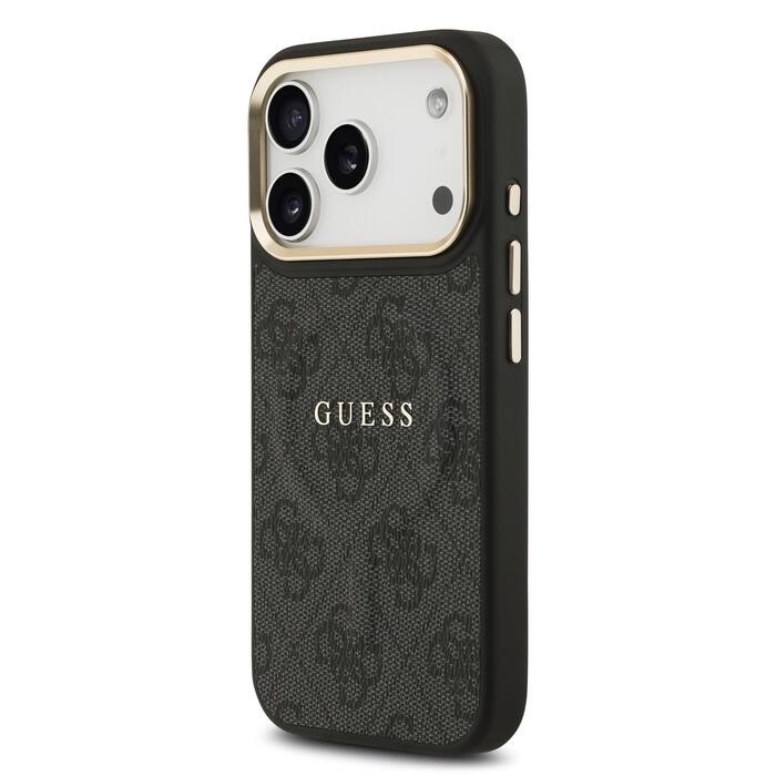 Guess PU Leather 4G Gold Frame MagSafe Case Чехол для Apple iPhone 17 Pro (GUHMP17LP4MSEGCK)