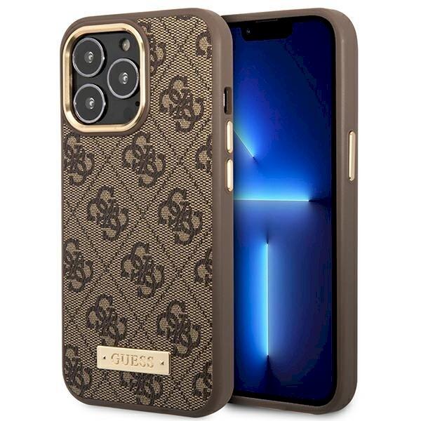 Guess GUHMP14LU4GPRW Hardcase 4G Logo Plate MagSafe Защитный чехол для iPhone 14 Pro 6,1" / коричневый (GUHMP14LU4GPRW)