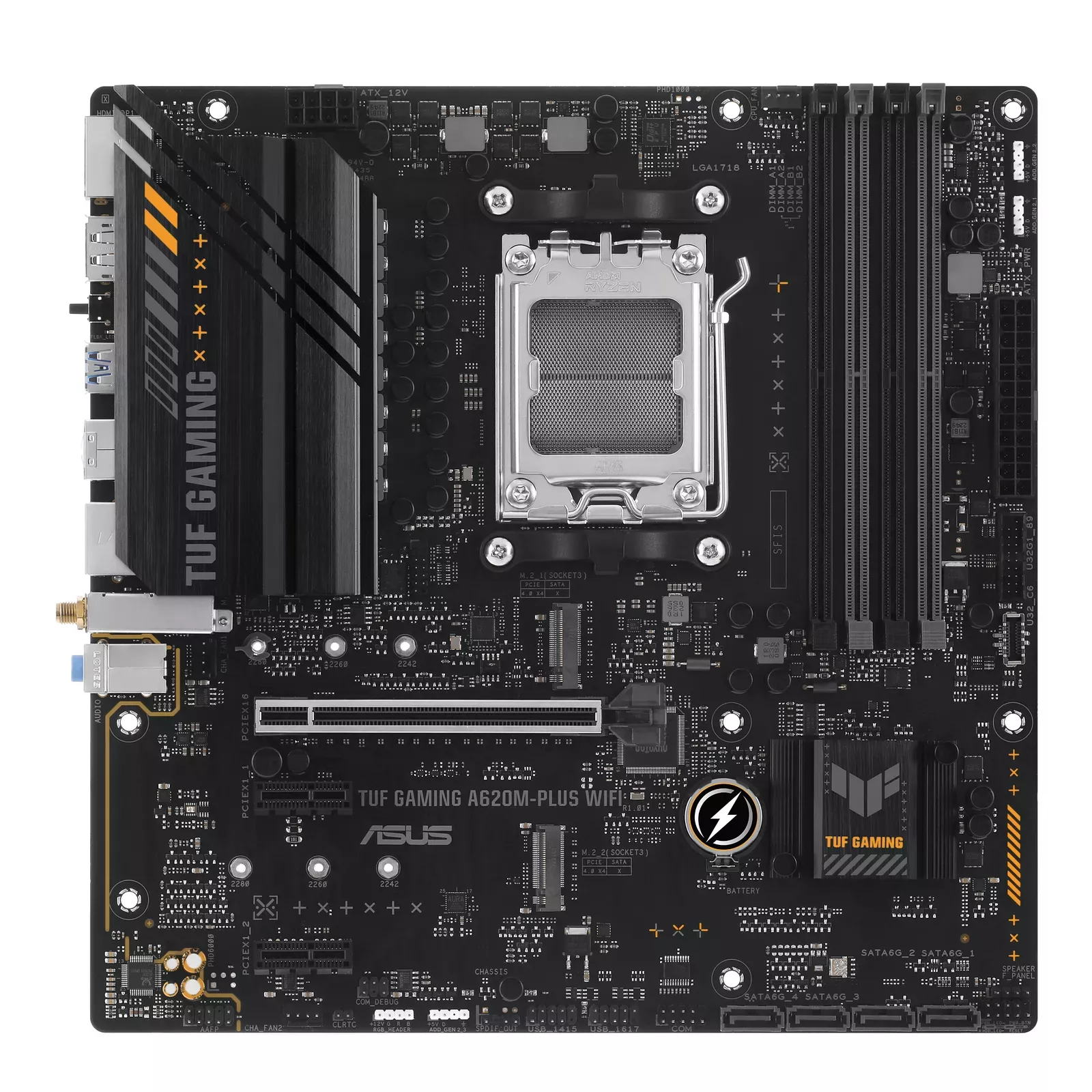 Asus TUF Gaming A620M-PLUS WIFI Материнская плата AMD A620 / Socket AM5 / Micro-ATX / Wi-Fi (90MB1F00-M0EAY0)