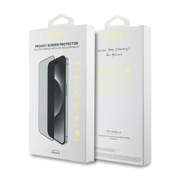 Guess Screen Protector 2.5D PRIVACY for iPhone 16 / чёрный (GUTGP16SBOKGCIP)