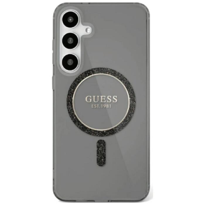 Guess Glitter Circle Classic Logo MagSafe Чехол для Samsung Galaxy S25 (GUHMS25SHFGEREK)